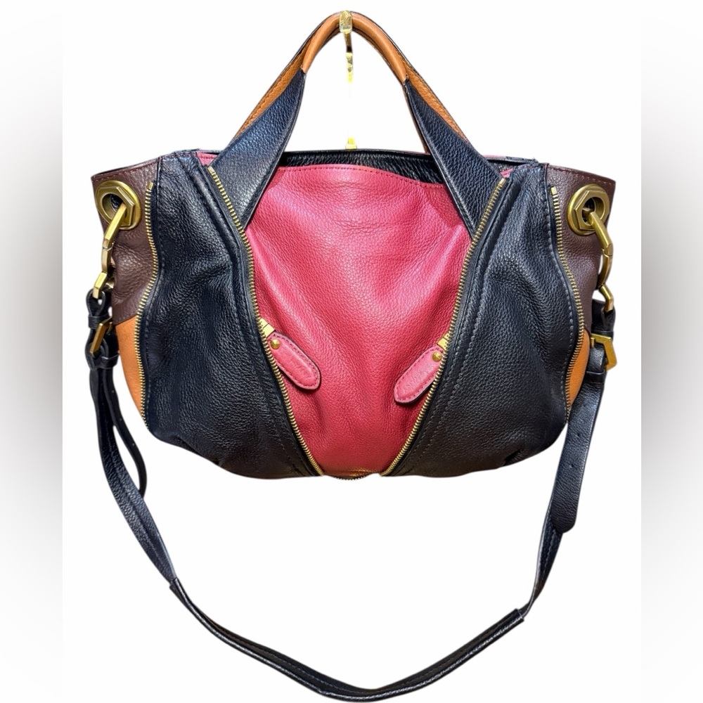 OrYANY leather colorblock 2 way bag. 
🖤🤎🩷